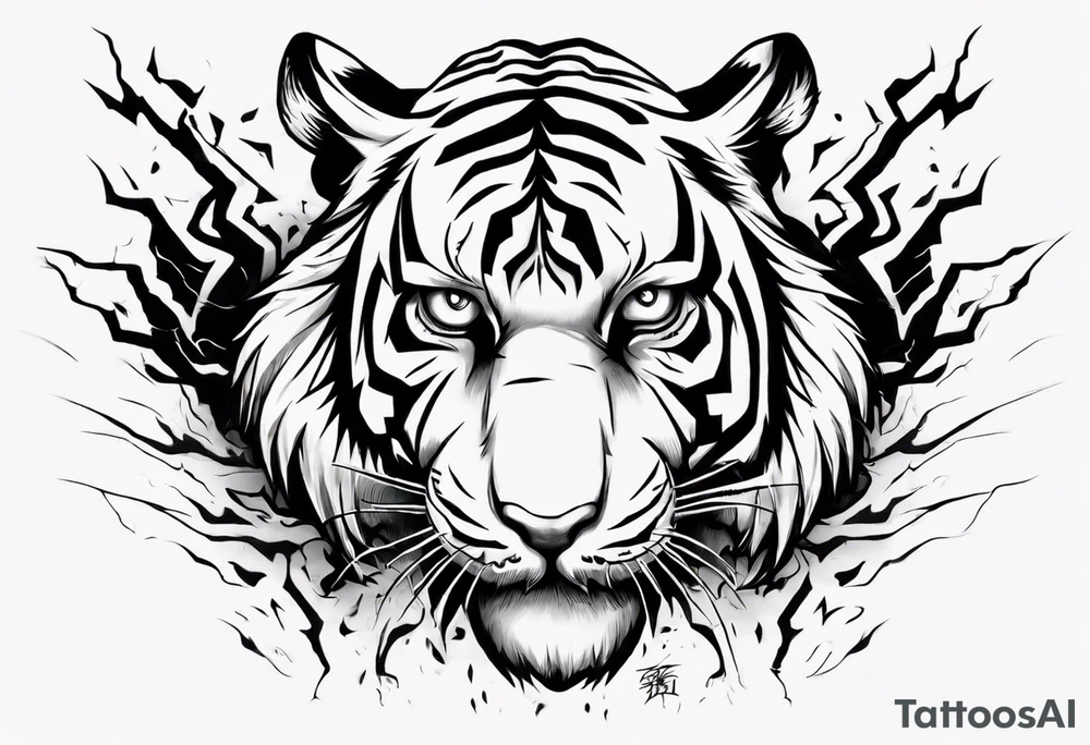 A tiger surrounded by lightning for a forearm sleeve. Also leaving room for a symbol to be below the tiger tattoo idea