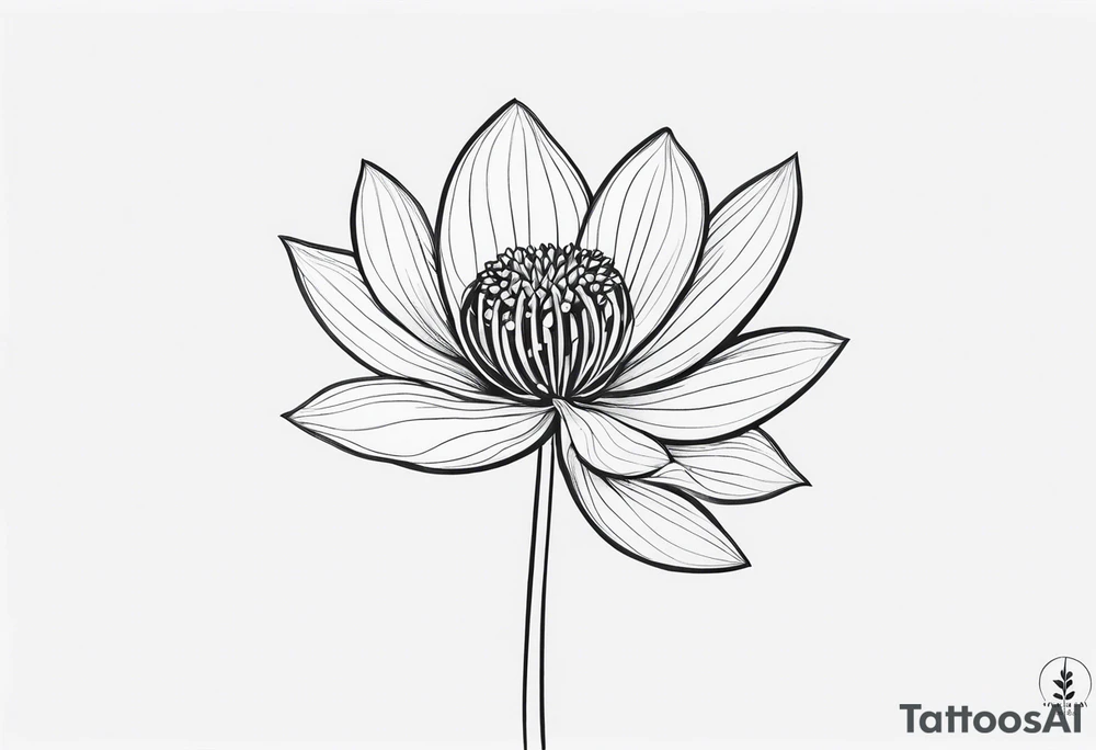 one very simple and no detailed waratha flower with stem in black and white, the few lines possible, fine-line tattoo idea