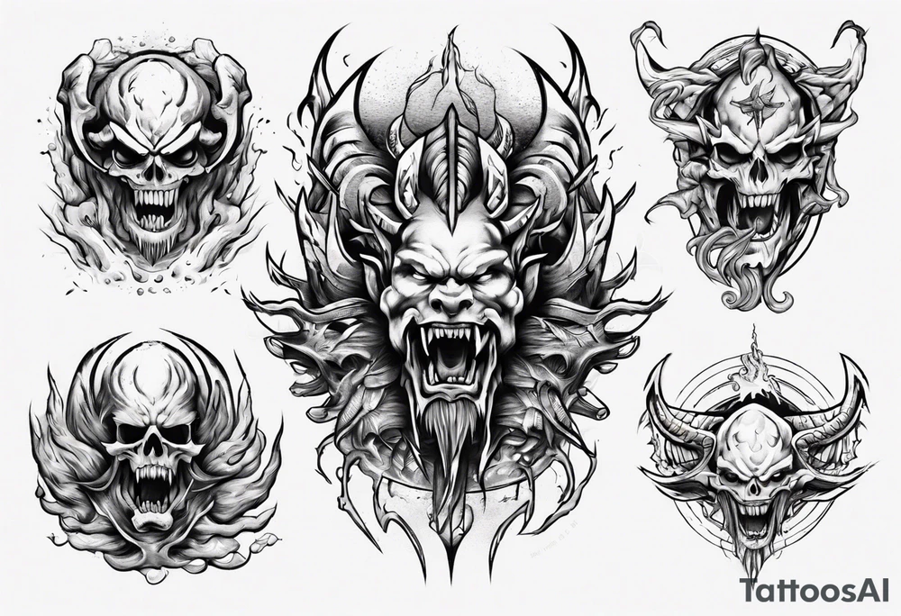 ocean gods thunder aggressive tattoo idea