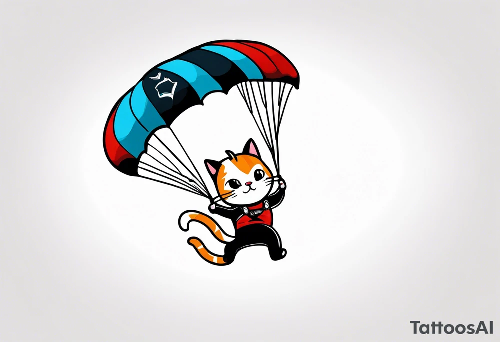 funny cat skydiving tattoo idea