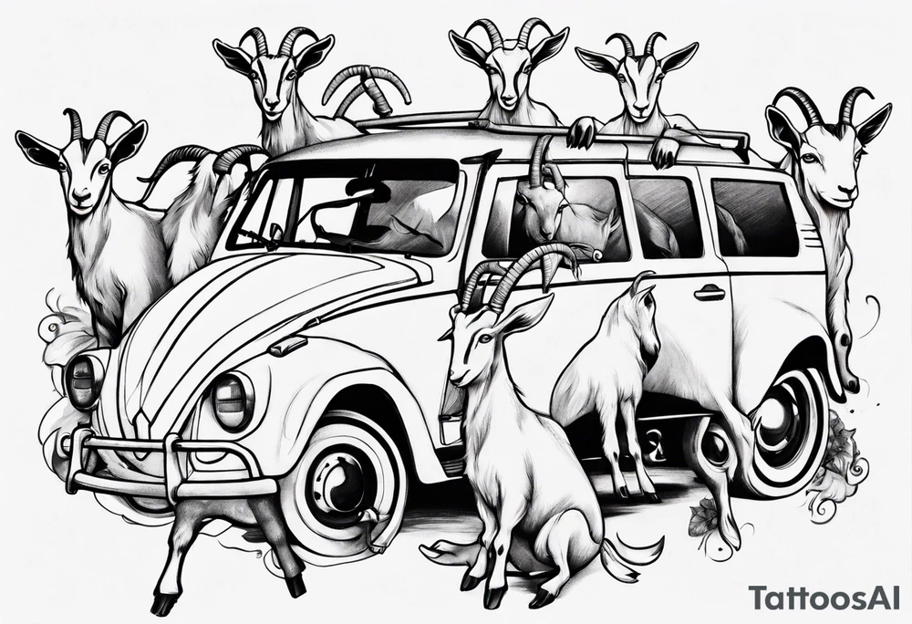 Goats on a Volkswagon tattoo idea