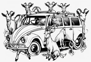 Goats on a Volkswagon tattoo idea