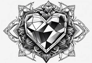 heart diamond black hexagon with spikes on top tattoo idea