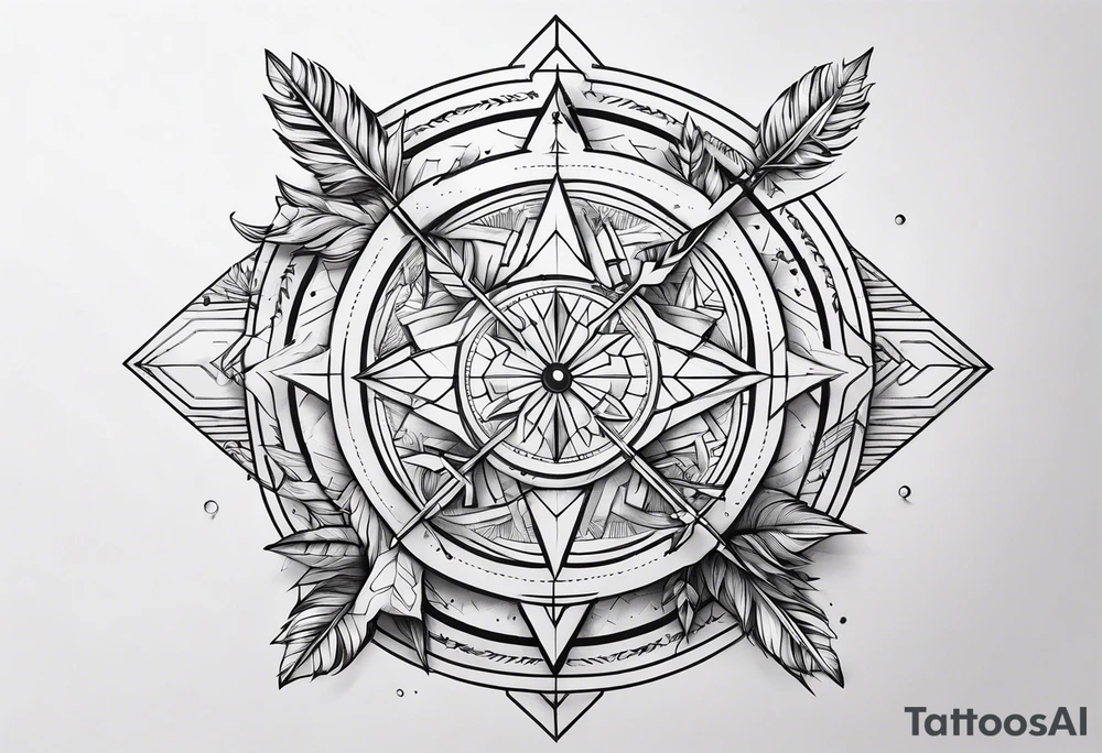 four elements fine linework arrows tattoo idea