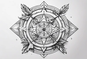 four elements fine linework arrows tattoo idea