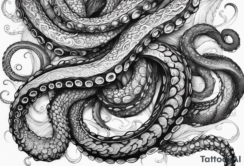 natural real entwined tentacle tattoo idea