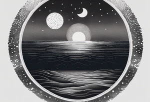 The moon rising over the ocean tattoo idea