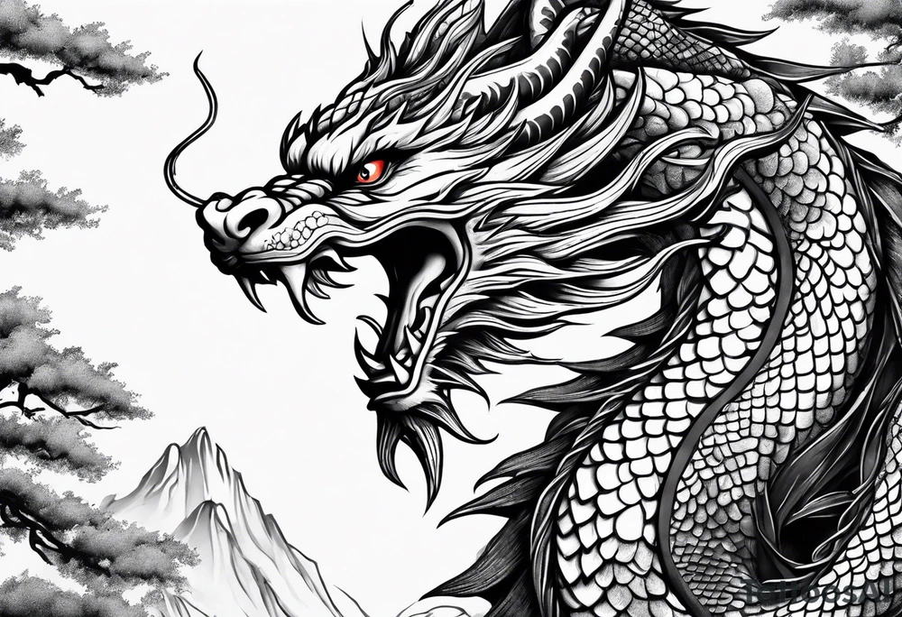 japanese dragon climbing tattoo idea