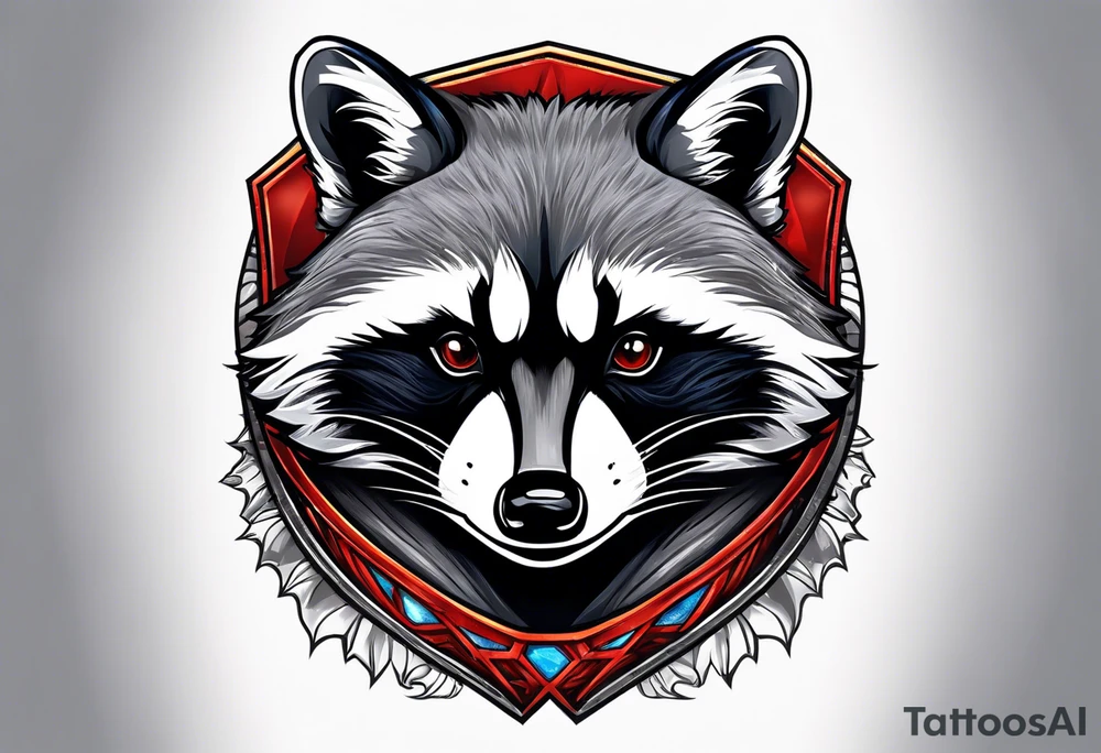 raccoon wearing a Superman t-shirt tattoo idea