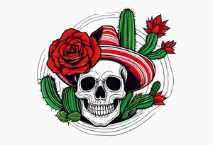 red rose, Mexican hat,  cactus, except skull tattoo idea