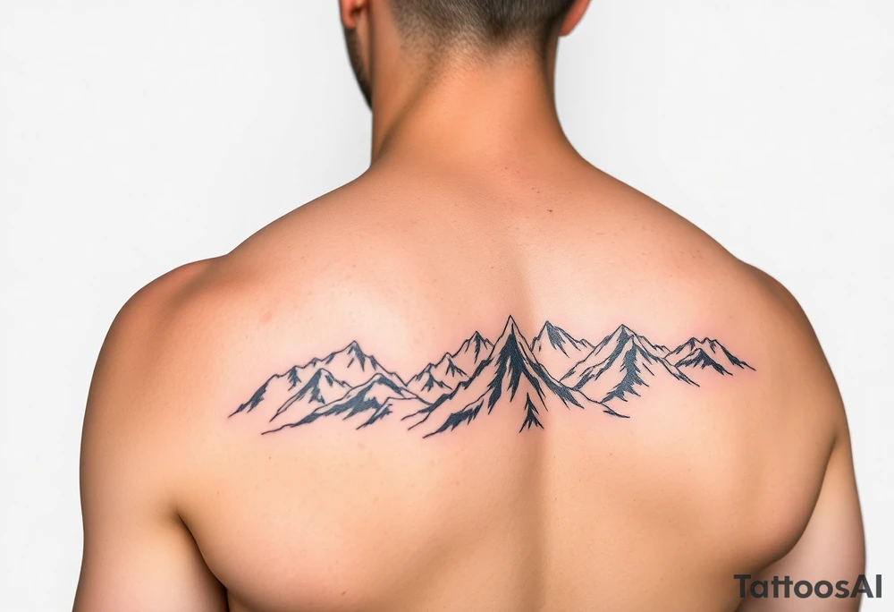 Mountains on arm sleeve snowboarding tattoo idea