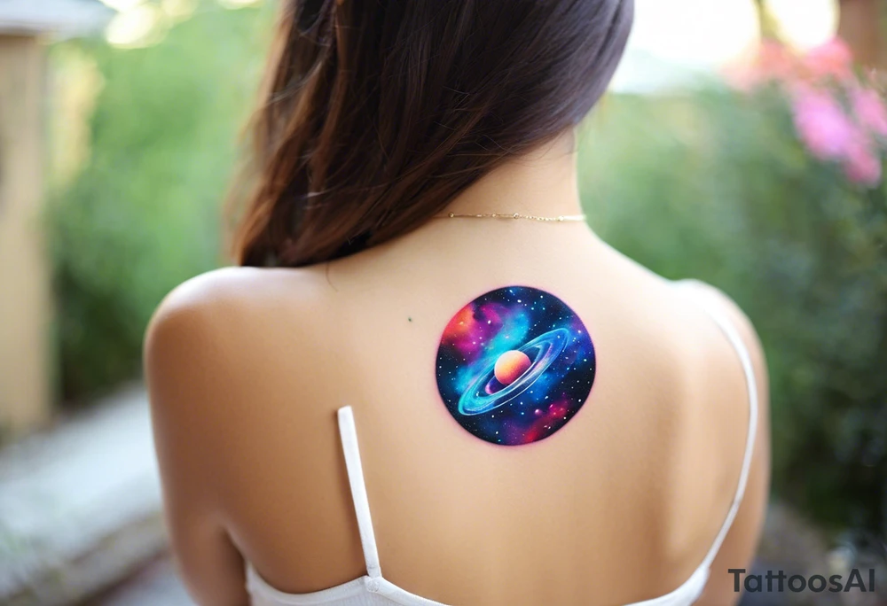 I want a nebula space galaxy s kinda shape 
tattoo that's colorful and bright and cute and is nice to look at I don't want a traditional circle I want it like the ones thay look like an s shape and this tattoo will be on my left buttcheek and light colors I want more spread and less circle side to life Left to right a spiral galaxy in prominently blue light or dark tattoo idea