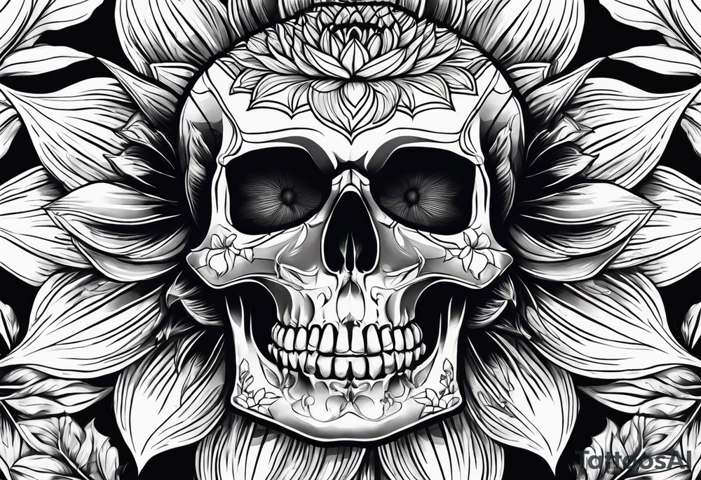 Sunflower, skull,
 mental health tattoo idea