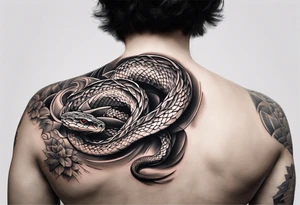 Snake 3d down the shoulder tattoo idea