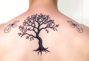 Lace band coming from a jacaranda tree no leave or flowers tattoo idea