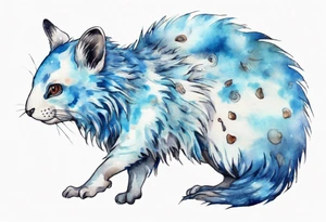 a blue fur-covered animal with a shell on its back tattoo idea