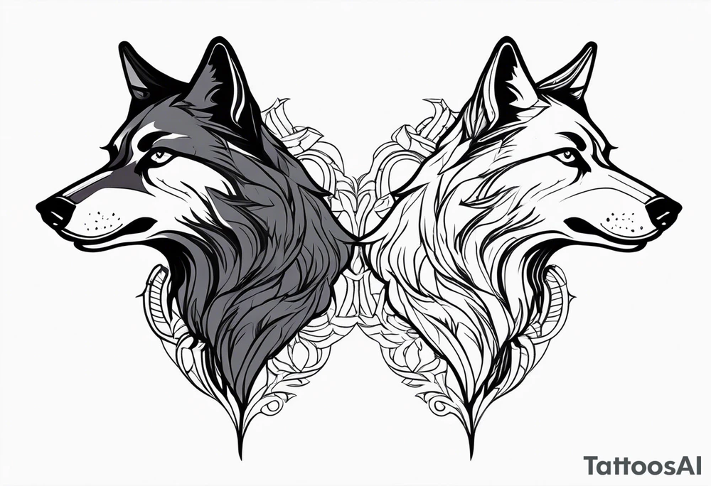 a wolf and a raven back to back facing opposite direction tattoo idea a wolf and a raven back to back facing opposite direction tattoo idea