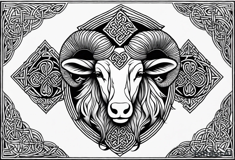 Aries sign and Celtic Cross tattoo idea