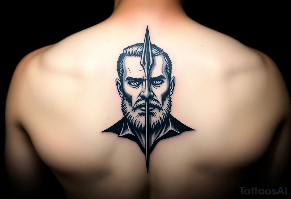 man with trident tattoo idea