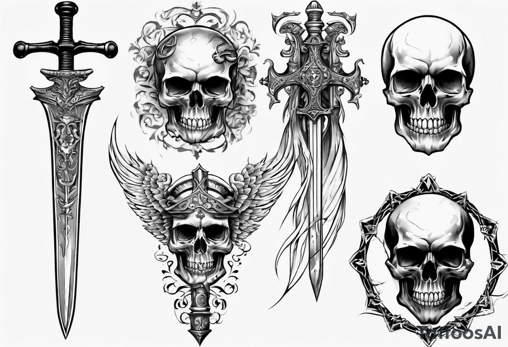 sword skull guard tattoo idea