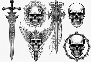 sword skull guard tattoo idea