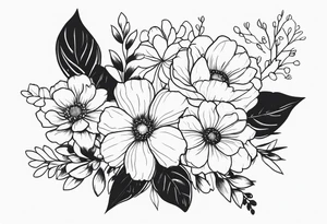 Bouquet de fleurs en long avec des oeillets tattoo idea