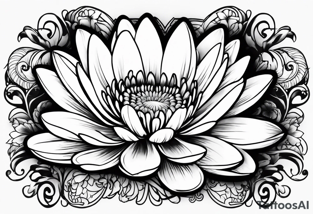 Daisy and water lily heart simple tattoo idea Daisy and water lily heart simple tattoo idea