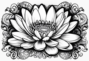Daisy and water lily heart simple tattoo idea