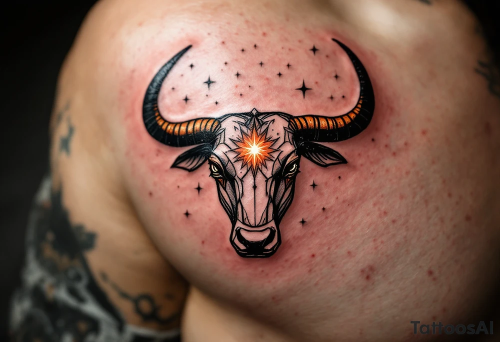 A taurus star constellation of copper fire, Taurus carries the ancient weight of desire and fertility. tattoo idea