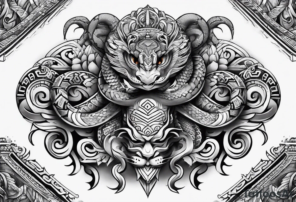 aztec snake sleeve tattoo idea