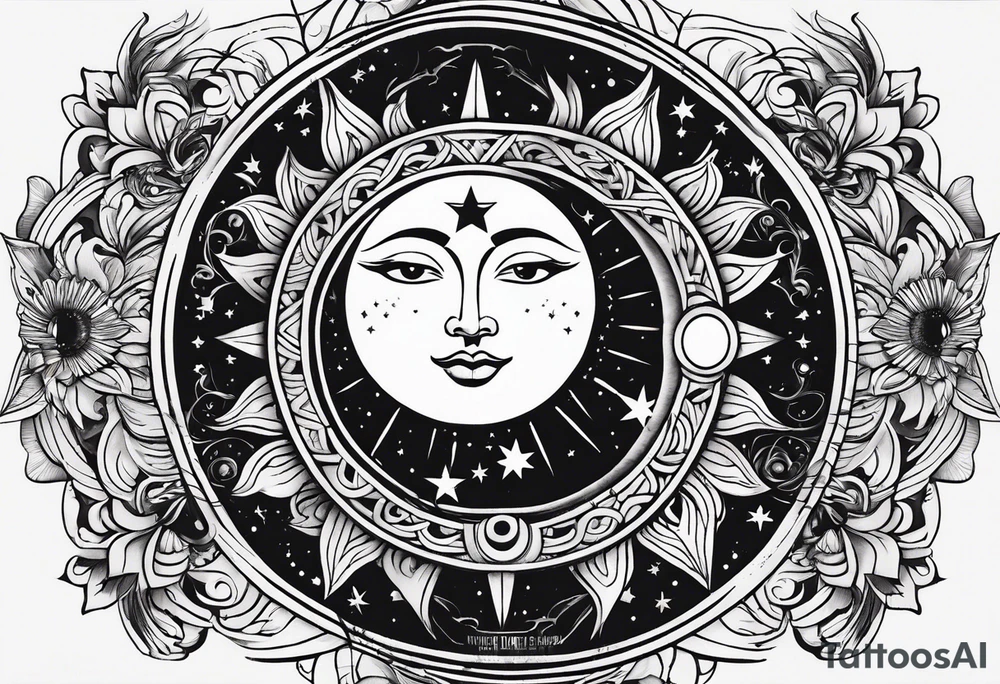 sun and moon tattoo idea