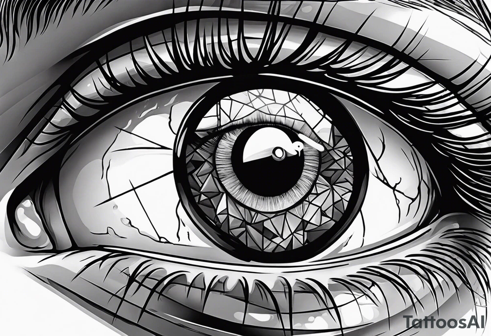 Eye ball up close with dead people in the reflection tattoo idea