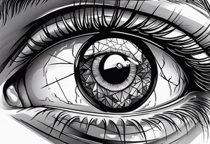 Eye ball up close with dead people in the reflection tattoo idea