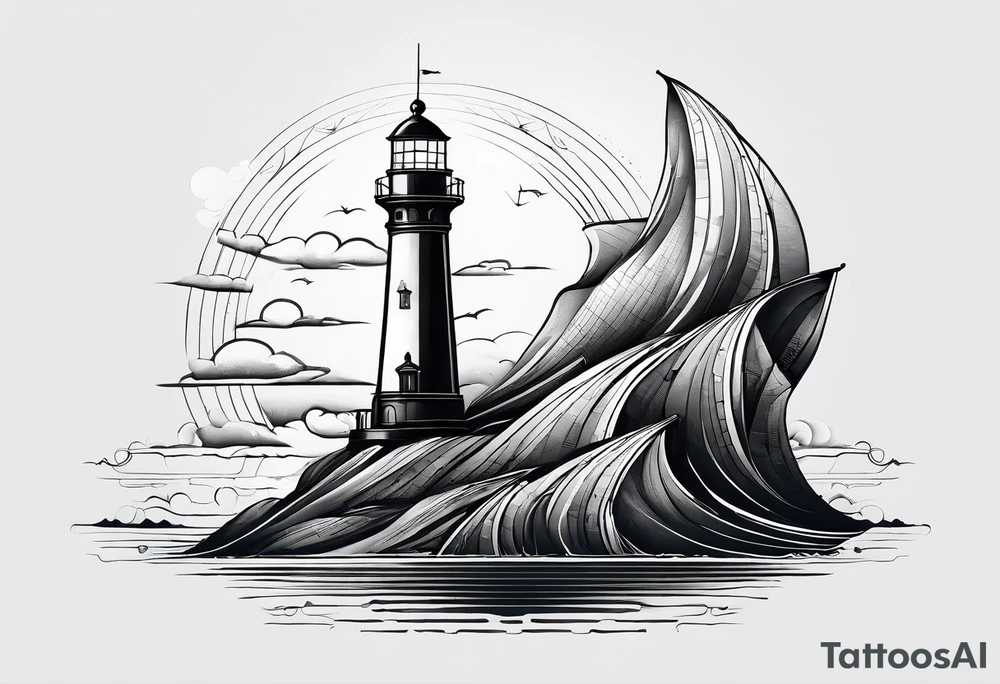 sailboat sail in the shape of a maritime lighthouse. tattoo idea