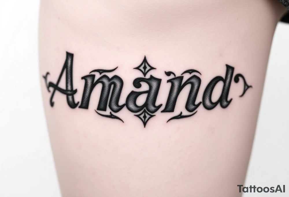 Name Amanda with Harry Potter theme tattoo idea