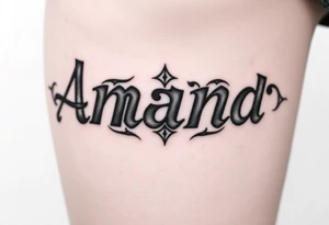 Name Amanda with Harry Potter theme tattoo idea