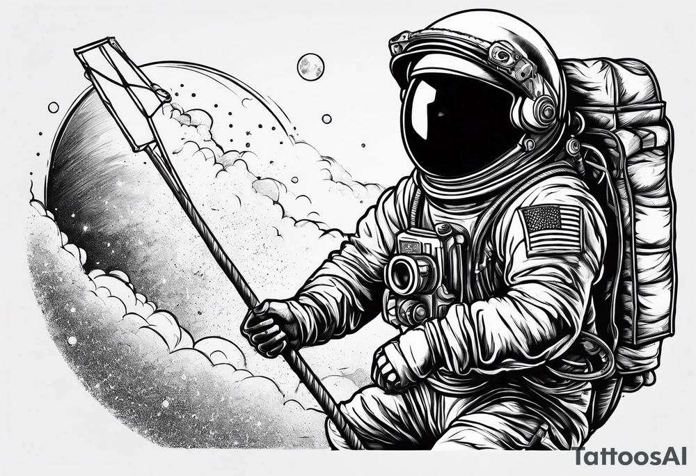 An astronaut holding a stick of dynamite tattoo idea