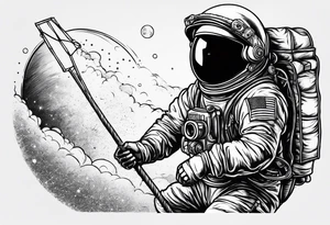 An astronaut holding a stick of dynamite tattoo idea