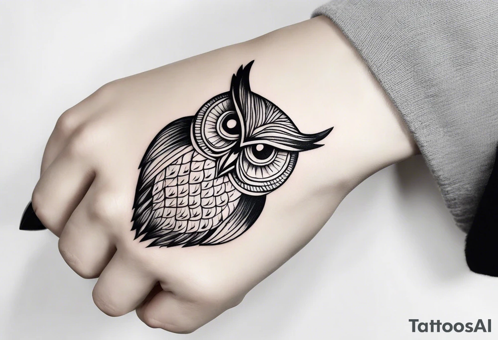 a long unique small feminine leaftattoo with owl on the wrist tattoo idea