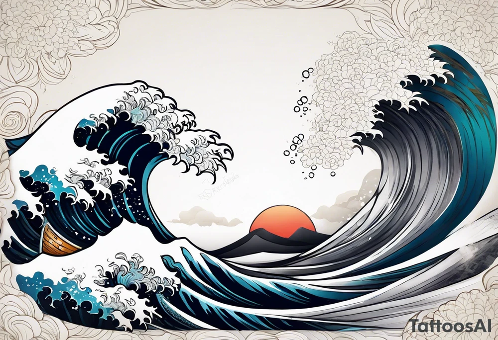 calm wave background tattoo idea