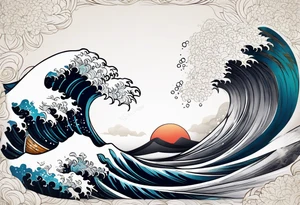 calm wave background tattoo idea