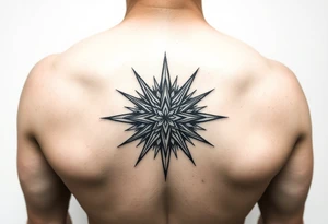 A highly artistic tattoo design with a central focus on a radiant star, symbolizing guidance and empowerment. black and white. small tattoo idea