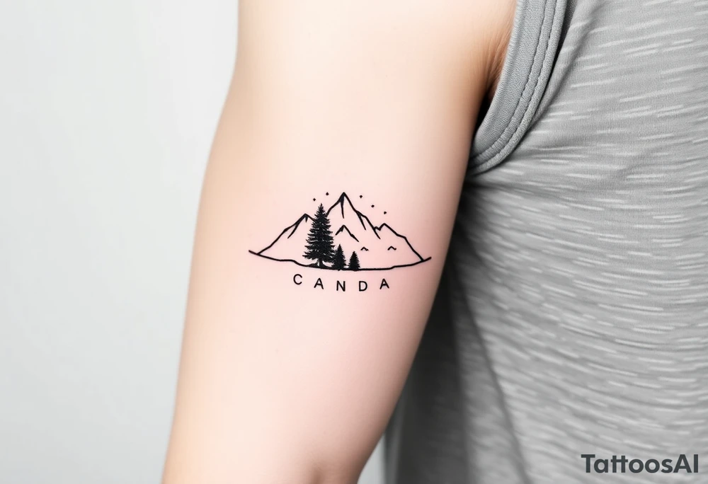 small canadian nature themed on the bicep tattoo idea
