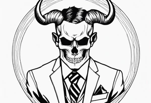 the devil wears a suit and tie writing with a skull, small tattoo idea