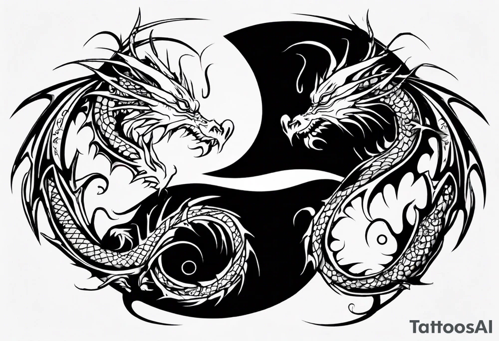 two dragons meeting to create yin yang tattoo idea