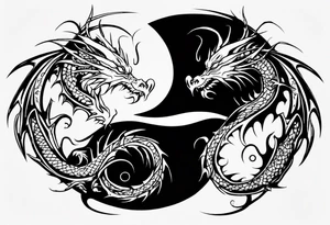 two dragons meeting to create yin yang tattoo idea