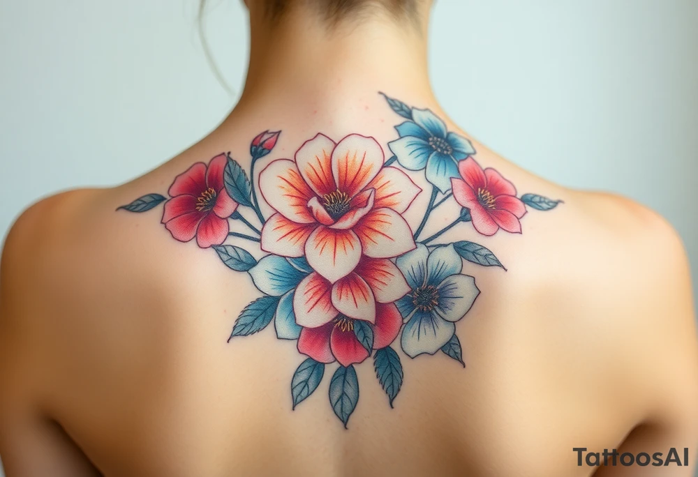 Looking for a cover-up tattoo with flowers pastel colors for months September, January, June, May, and July. tattoo idea