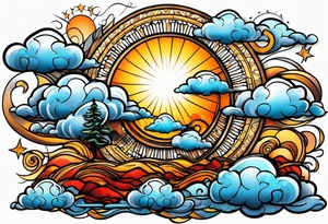 The sun shining through the clouds tattoo idea