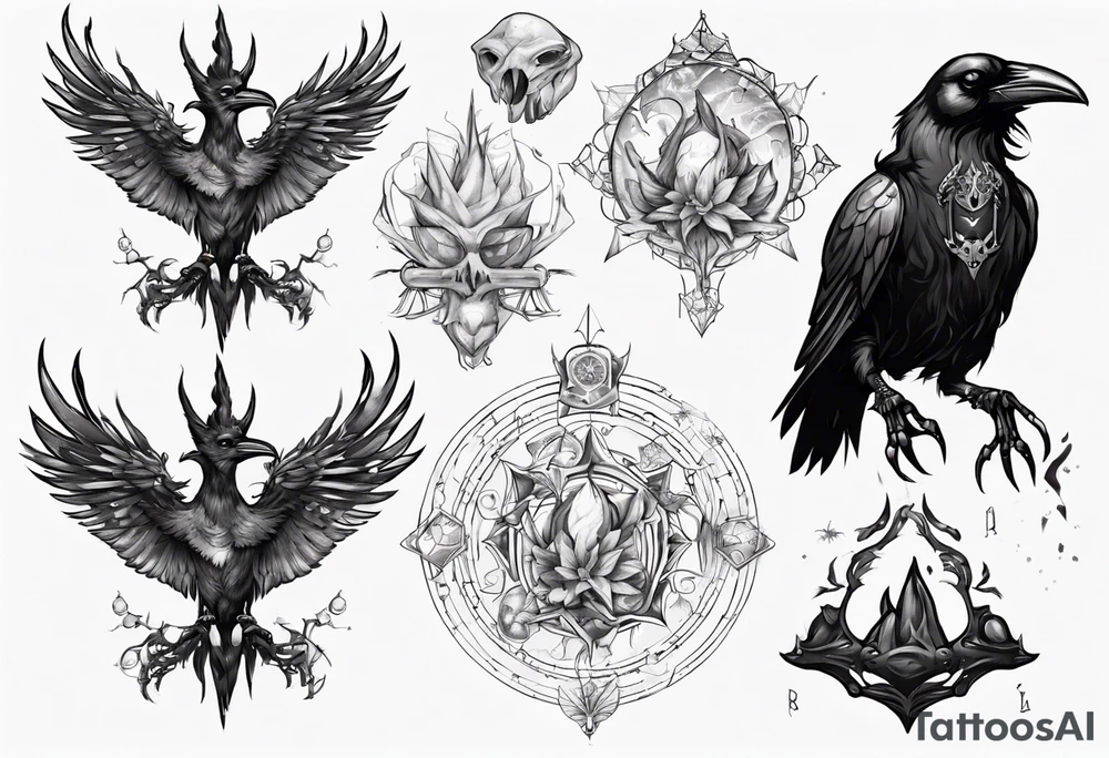 The Demon Raven Stolas, a Prince of Hell who is obsessed with gems, knowledge of astrology and poisonous plants. tattoo idea
