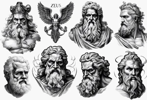 realistic zeus greek mythology tattoo idea
